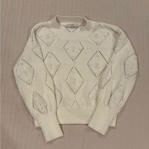 LOFT Cream Diamond Knit Sweater